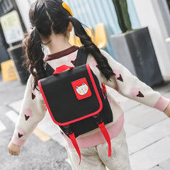 Canvas Kids Backpack Autumn Winter Cats Anti-Lost Boys Girls Schoolbags