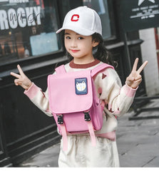 Canvas Kids Backpack Autumn Winter Cats Anti-Lost Boys Girls Schoolbags