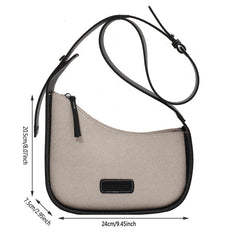 Canvas Texture Messenger Bag with Wide Shoulder Strap for Women