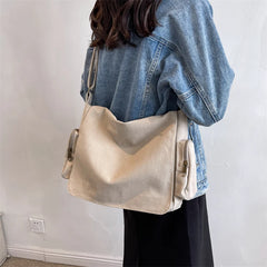 Large Canvas Shoulder Bag Schoolbag Crossbody Purse for Teenagers