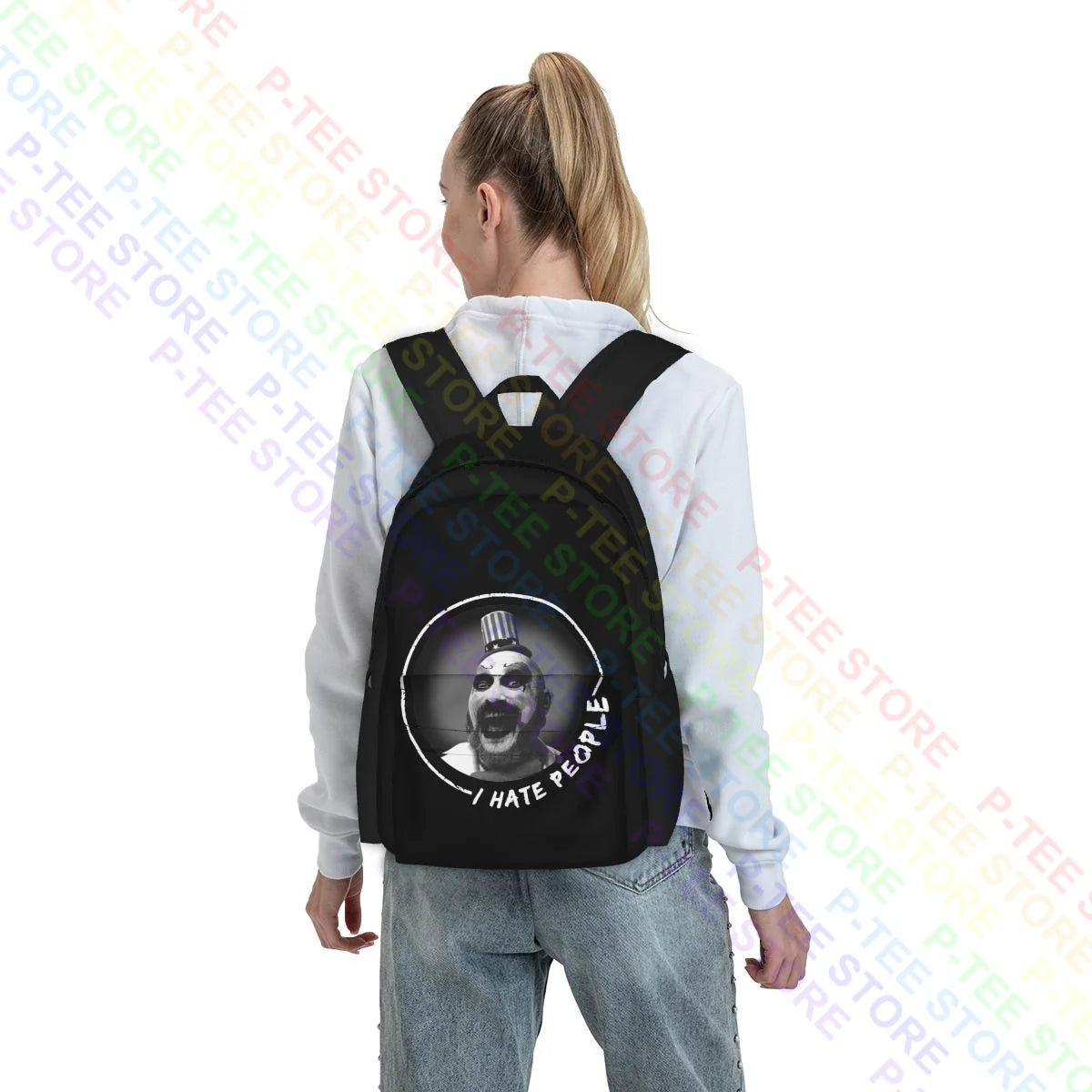 Captain Spaulding I Hate People Horror Halloween Party Large Capacity Backpack