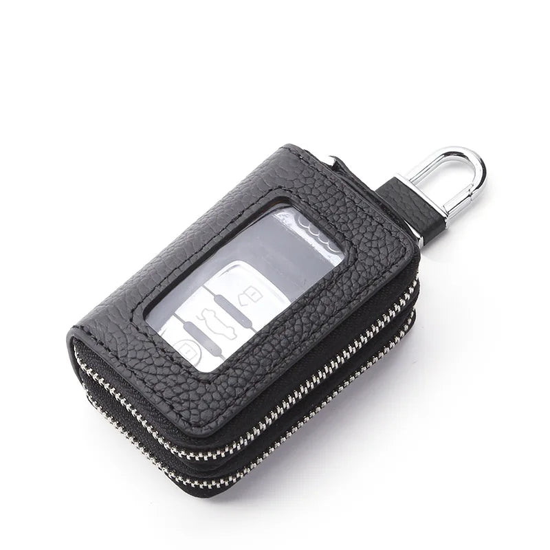 Car Key Bag Leather Multi-function Double Zipper
