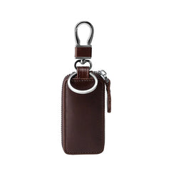 Leather Car Key Case Men Women Retro Wax Leather Key Chain Pouch
