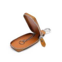 Leather Car Key Case Men Women Retro Wax Leather Key Chain Pouch
