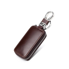 Leather Car Key Case Men Women Retro Wax Leather Key Chain Pouch