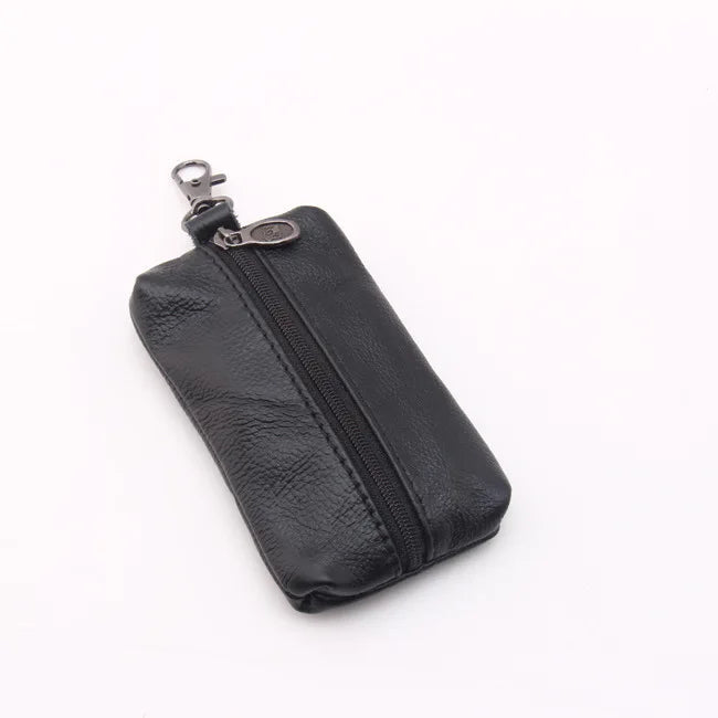 Leather Car Key Case Wallet Zipper Bag Keychain Holder Organizer