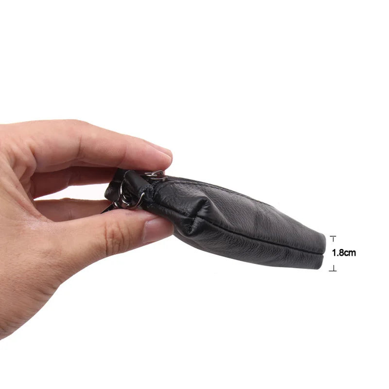 Leather Car Key Case Wallet Zipper Bag Keychain Holder Organizer