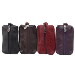 Leather Car Key Case Wallet Zipper Bag Keychain Holder Organizer