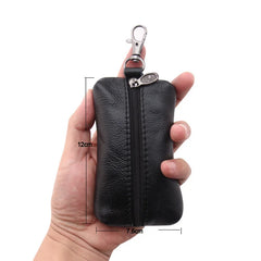 Leather Car Key Case Wallet Zipper Bag Keychain Holder Organizer