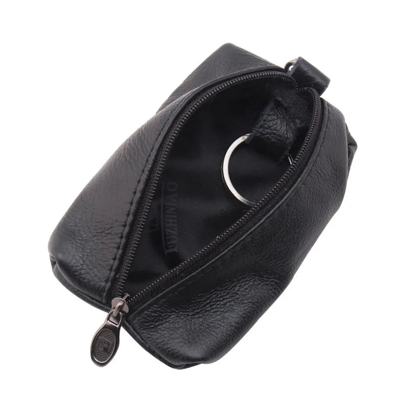 Leather Car Key Case Wallet Zipper Bag Keychain Holder Organizer
