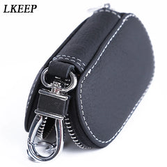 Leather Car Key Wallet Holder Zipper Bag Men/Women Unisex Pouch