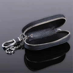 Leather Car Key Wallet Holder Zipper Bag Men/Women Unisex Pouch