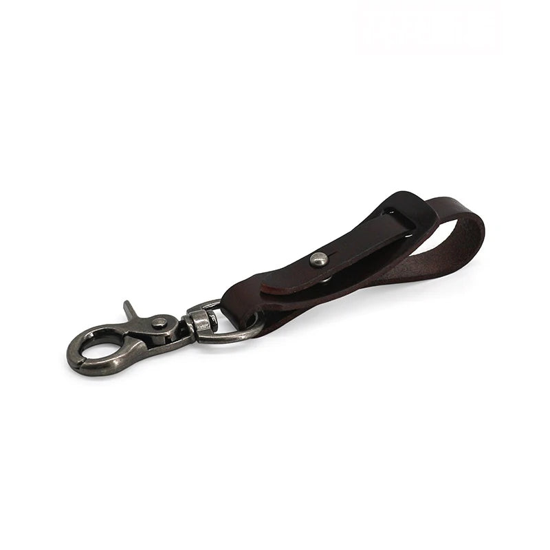 Leather Car Keychain for Men Vintage Key Ring Holder