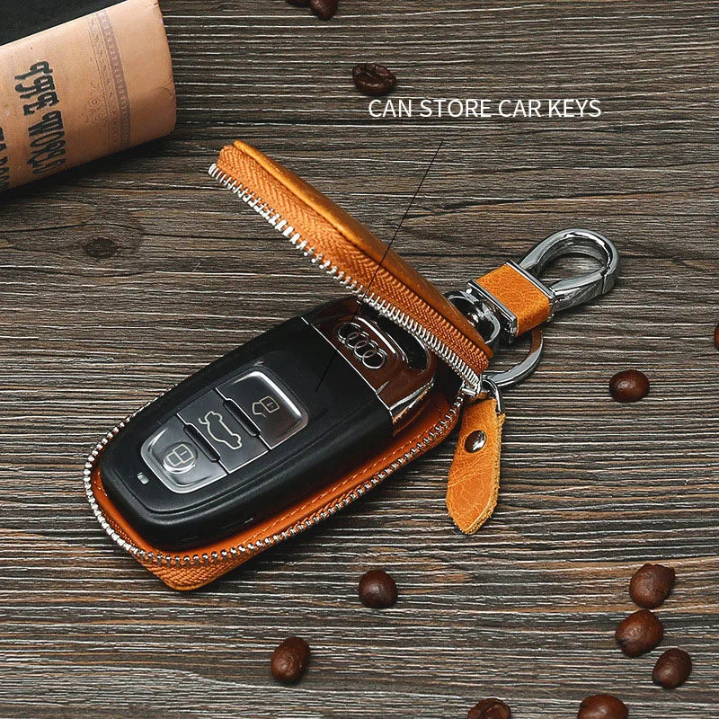 Leather Retro Waist Hanging Men's First Layer Cowhide Car Key Bag