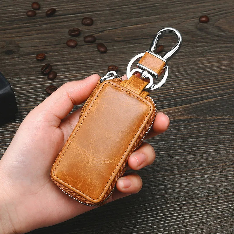 Leather Retro Waist Hanging Men's First Layer Cowhide Car Key Bag