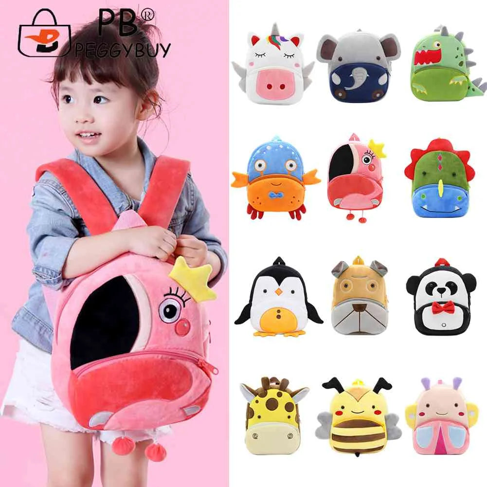 Cartoon Animal Plush Kids Backpack Travel Book Bag School Bag