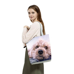 Cartoon Dog Print Handbag Eco-Friendly Storage Bag