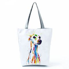 Dog Print Tote Bag Eco Friendly Portable Women Shoulder Bag