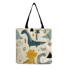 Dinosaur Tote Bag Eco-Friendly High Capacity Travel Handbag