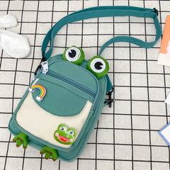 Cartoon Animal Girl Small Bag Nylon Mobile Phone Bag with Earphone Hole