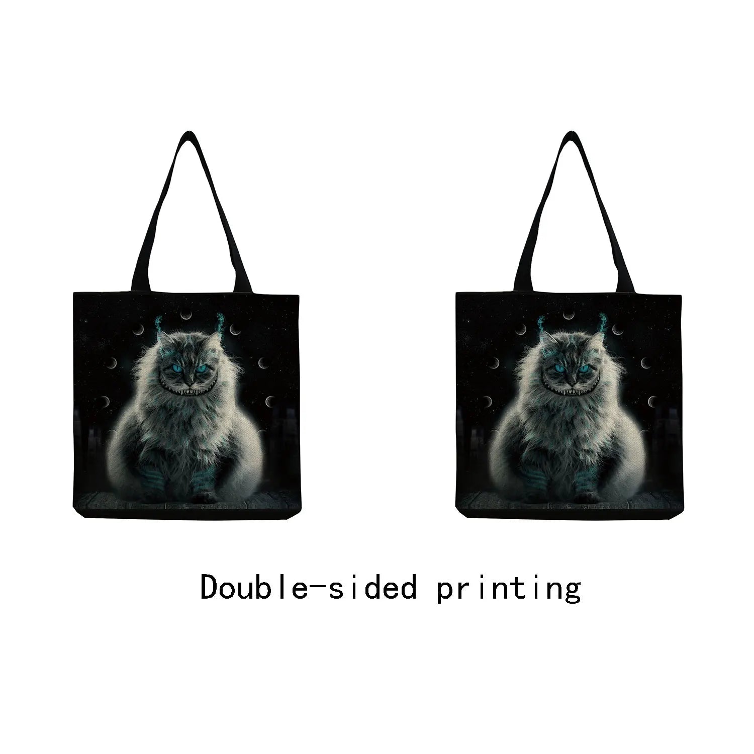 Cartoon Cat Print Beach Bag Eco Friendly Handbag