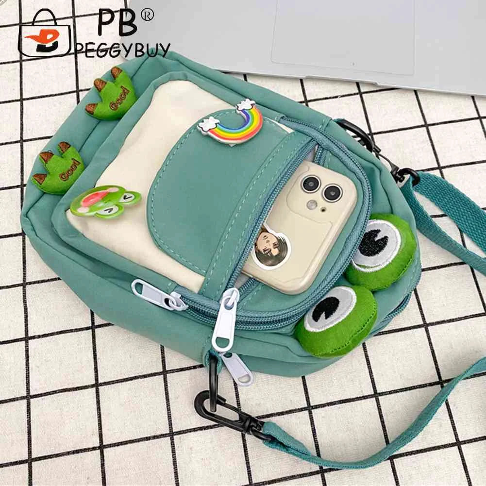Cartoon Animal Messenger Bag Nylon Girl Small Bag with Earphone Hole