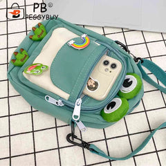 Cartoon Animal Messenger Bag Nylon Girl Small Bag with Earphone Hole