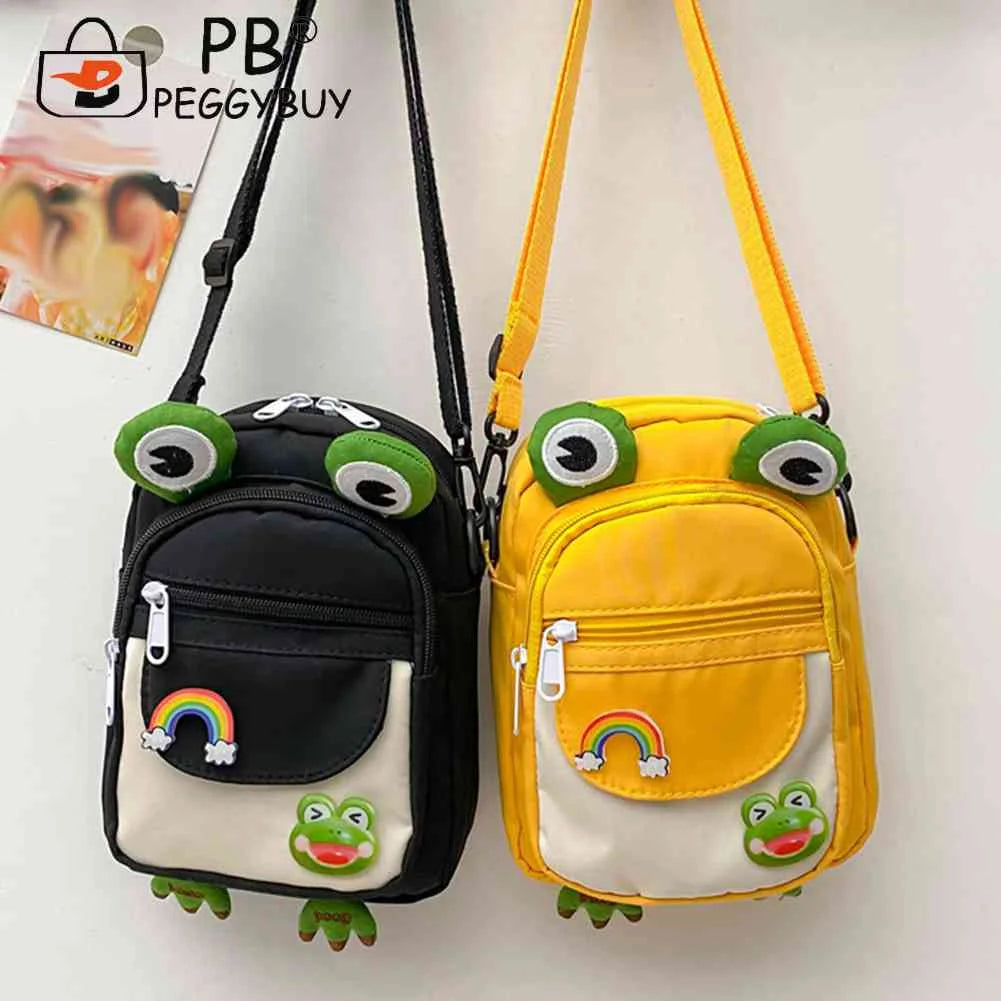 Cartoon Animal Messenger Bag Nylon Girl Small Bag with Earphone Hole