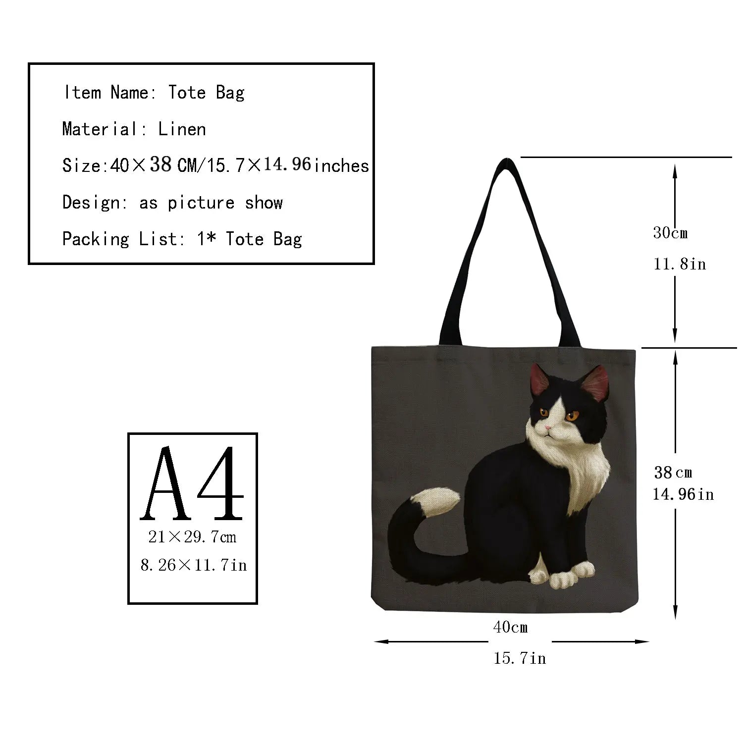 Cartoon Animal Printed Eco Reusable Handbag Shopping Tote Women