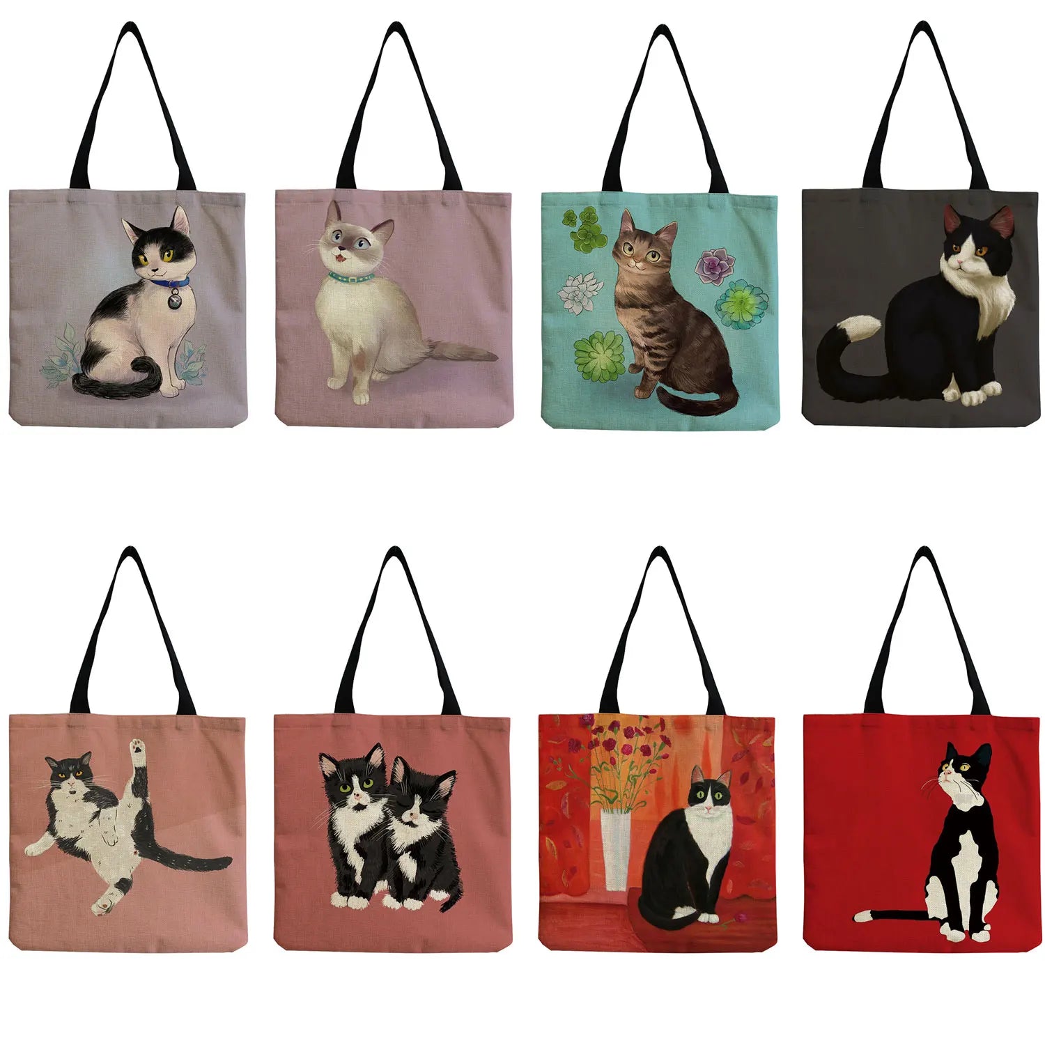 Cartoon Animal Printed Eco Reusable Handbag Shopping Tote Women