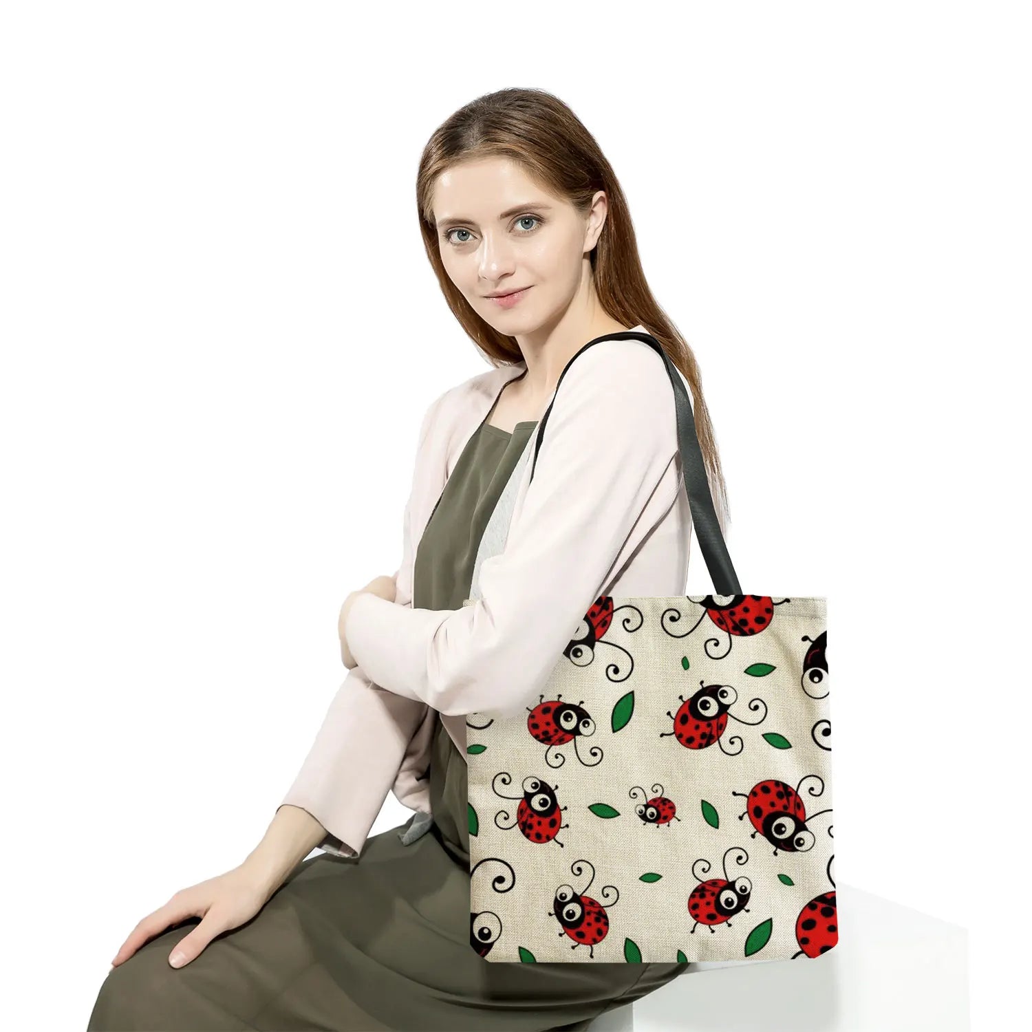 Cartoon Animal Printed Women Shoulder Bag High Capacity Foldable Shopping Bag