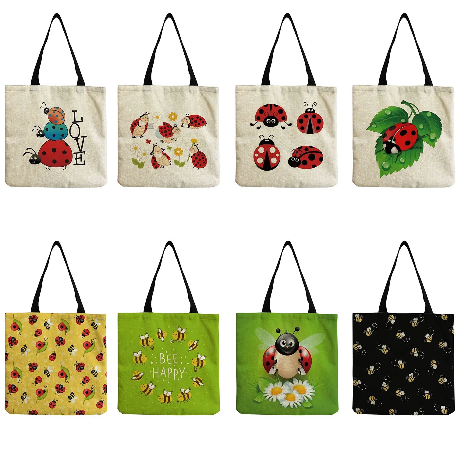 Cartoon Animal Printed Women Shoulder Bag High Capacity Foldable Shopping Bag