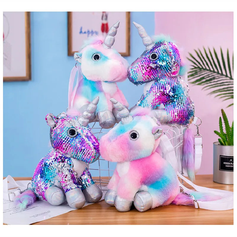 Animal Shaped Toy Crossbody Handbag Plush/Sequins for Girls