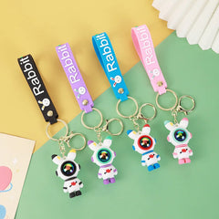 Cartoon Astronaut Lightning Rabbit Couple Keyring Bag Pendant Car Keyring