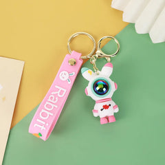 Cartoon Astronaut Lightning Rabbit Couple Keyring Bag Pendant Car Keyring