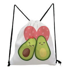 Cartoon Avocado Fruit Printed Backpacks for Students Casual Storage Bag