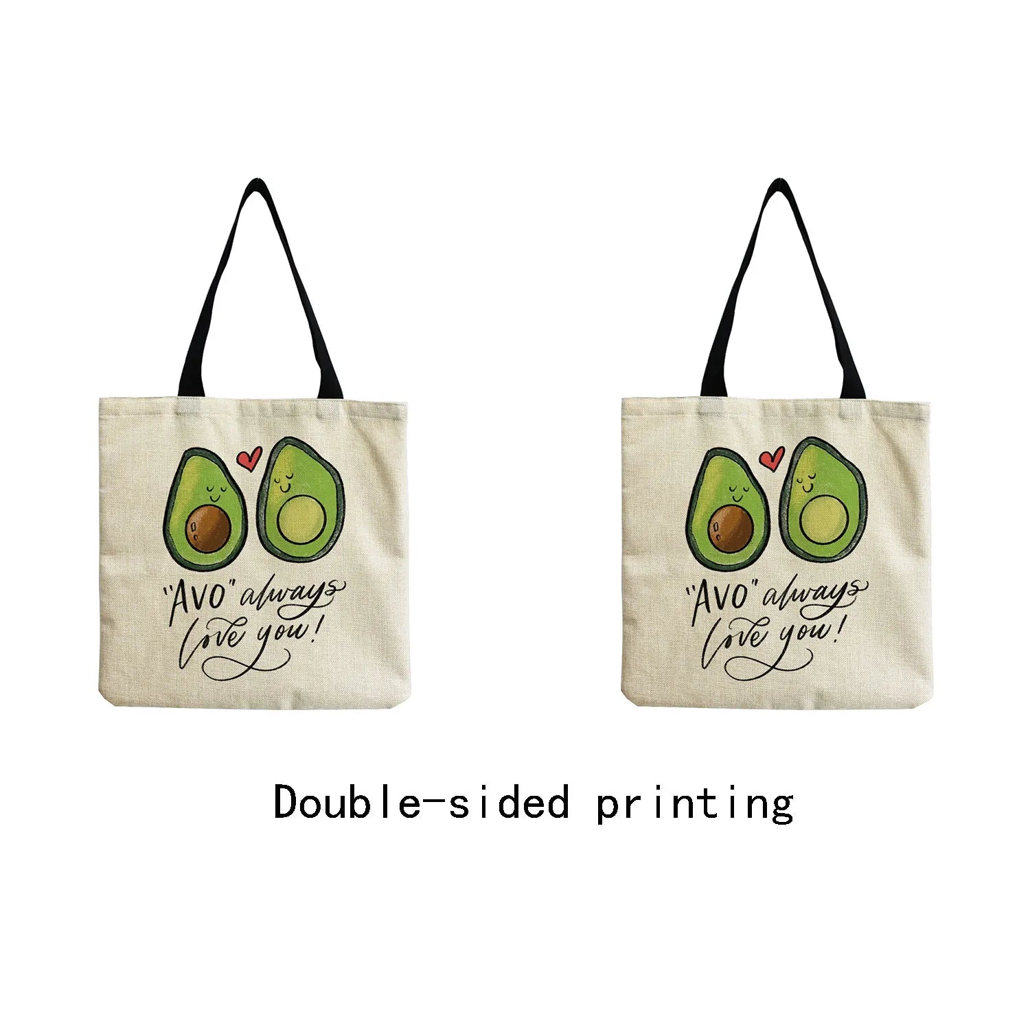 Avocado Fruit Printed Shopping Bag Eco Friendly Foldable Tote