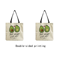 Avocado Fruit Printed Shopping Bag Eco Friendly Foldable Tote