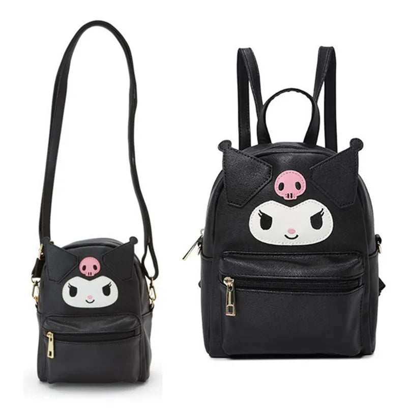 Cartoon Backpack Small PU Leather Shoulder Messenger Bag for Women Girls Boys
