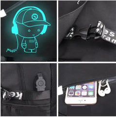 Boys School Backpack Luminous Animation USB Charge School Bags