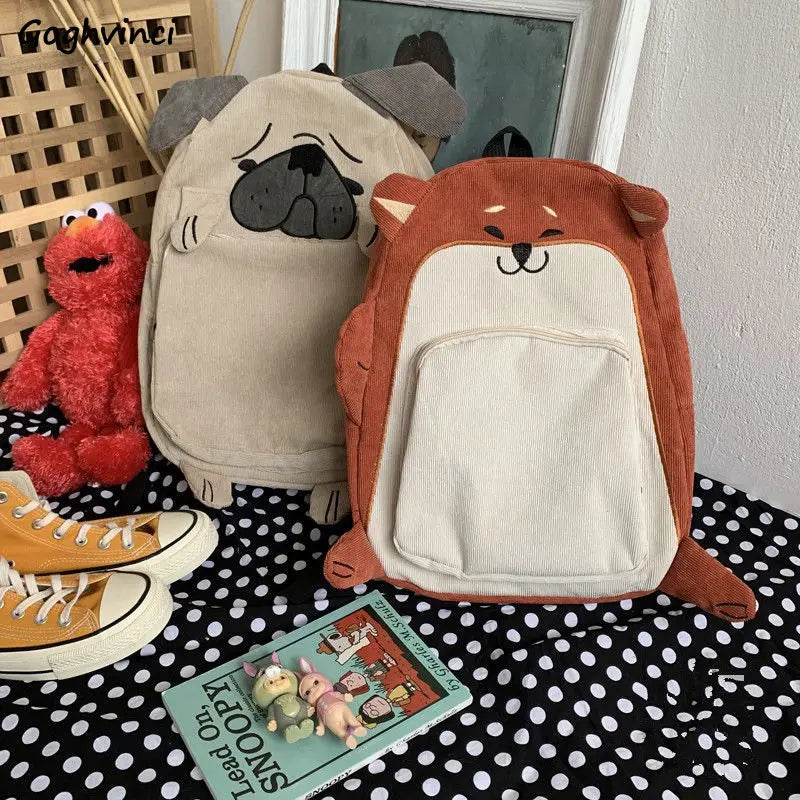 Harajuku Large Capacity Corduroy Backpack for Women