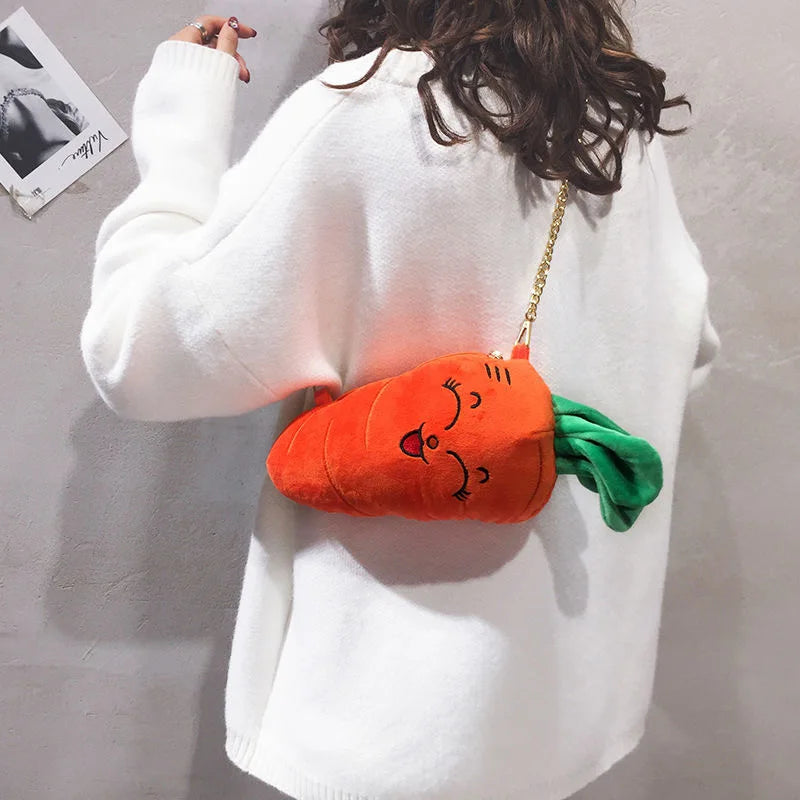 Carrot Furry Shoulder Bag Crossbody Fluffy Bag