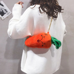 Carrot Furry Shoulder Bag Crossbody Fluffy Bag