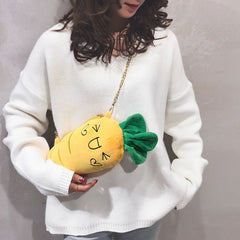 Carrot Furry Shoulder Bag Crossbody Fluffy Bag
