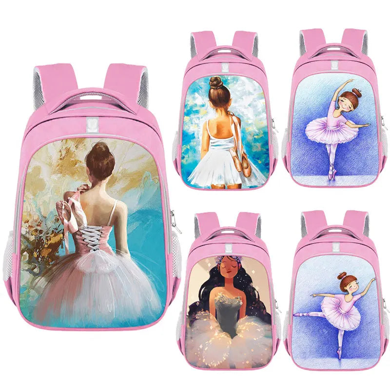 Ballet Dancer Print School Backpack for Girls Women Travel Laptop Bag