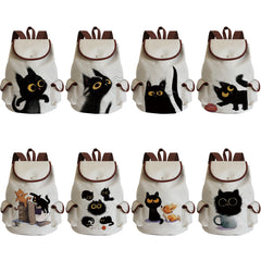Cartoon Cat Print Backpack High Capacity Portable Women Backpack