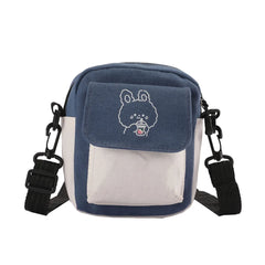Cartoon Canvas Crossbody Bag Women's Small Zipper Shoulder Bag