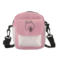 Cartoon Canvas Crossbody Bag Women's Small Zipper Shoulder Bag