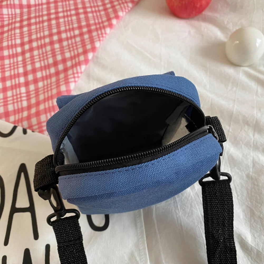 Cartoon Canvas Crossbody Bag Women's Small Zipper Shoulder Bag