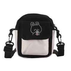 Cartoon Canvas Crossbody Bag Women's Small Zipper Shoulder Bag